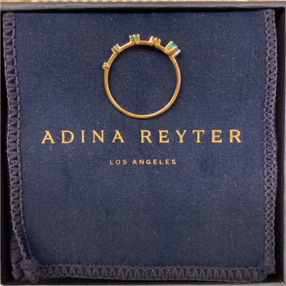 Adina Reyter - 5 Turquoise+Diamond Stacking Ring in 14K Yellow Gold - Picture 3 of 7